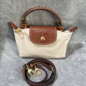 Longchamp Le Pliage Paper White Canvas Cosmetics Case